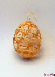 Háčkované vajíčko okrovo žluté duhové 2